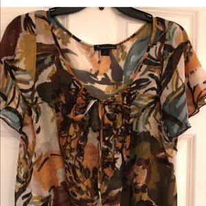 Women short sleeves sheer blouse